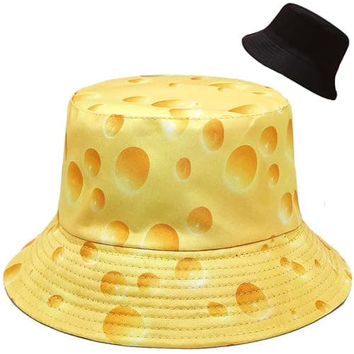 Image of XYIYI Cute Cheese Yellow Bucket Hat Beach Fisherman Hats for Women Men Teen Girls