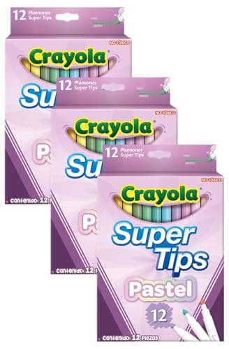 Image of CRAYOLA Pastel SuperTips Washable Markers - Assorted Colours (Pack of 36), Premium Felt Tip Pens That Can Easily Wash Off Skin & Clothing, Ideal for Kids Aged 3+