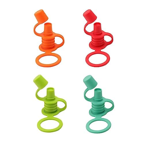 Image of vsilay 4Pieces Water Bottle Cap SplashProofs Spout Adapter Replacement Universal Silicone Bottle Tops Adapter NoSpill Adapter