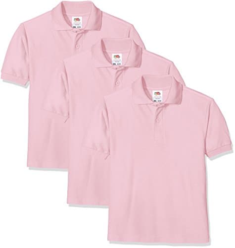 Image of Fruit of the Loom Unisex Baby Short Sleeve Polo Shirt, Light Pink, 3-4 Years UK