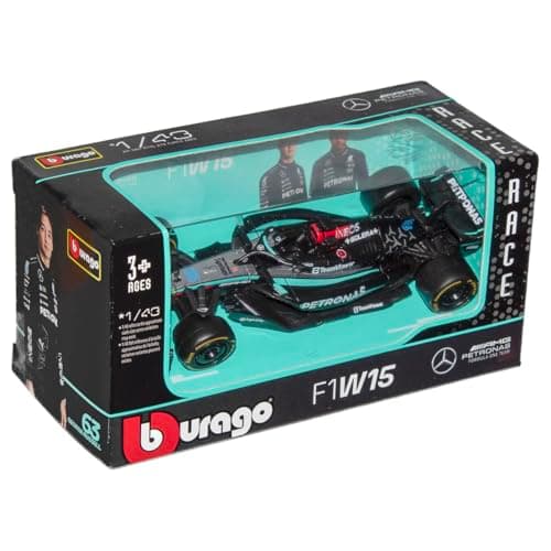 Image of Bburago F1 Formula 1 MERCEDES AMG W15 (2024) - RUSSELL - Incredibly Detailed Die-Cast Replica Collectible Race Car Model, Multiple Colours