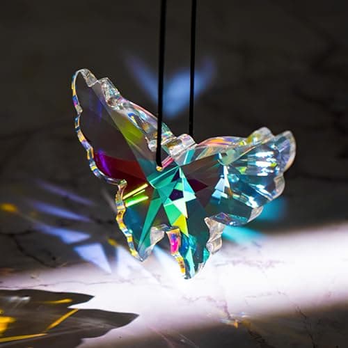 Image of Glass Butterfly Suncatchers for Windows Hanging Crystal Sun Catchers Prism Rainbow Maker Garden Decorations Butterfly Gifts Kit for Outdoor Indoor Home Room Christmas Ornament