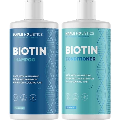 Image of Rosemary Biotin Shampoo and Conditioner Set - Volumizing Shampoo and Conditioner for Thinning Hair for Women & Men with Nourishing B Vitamins - Color Safe Sulfate Paraben & Silicone Free (8 Fl Oz)