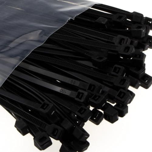 Image of kenable Black Cable Ties 4.8mm x 200mm Nylon 66 UL Approved 94V-2 Certified Zip Ties 22kg Tensile Strength [100 Pack]