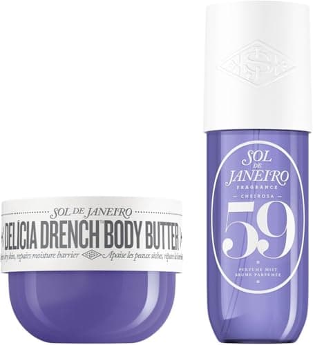 Image of Sol de Janeiro Delicia Drench Body Butter, 75ml & Cheirosa 59 Hair and Body Fragrance Mist, 90ml - Travel Size Set