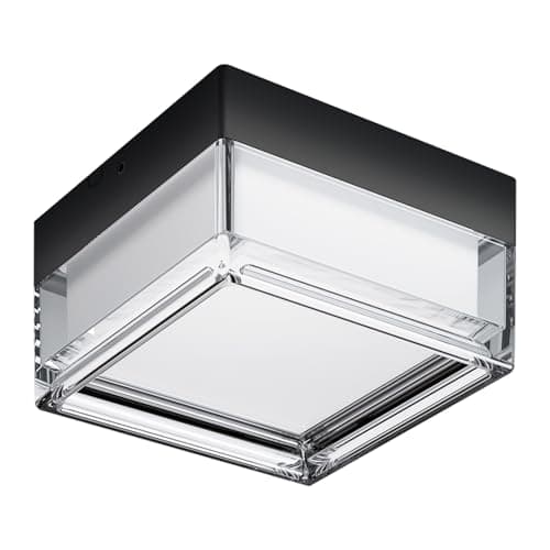 Image of LVL Bathroom Light Waterproof IP65, 9W 13cm Small Square Modern Flush LED Ceiling Light CCT Indoor/Outdoor Wall Lights for Living Room, Balcony, Terrace and Bathroom Lighting (Black, 13cm-Square)