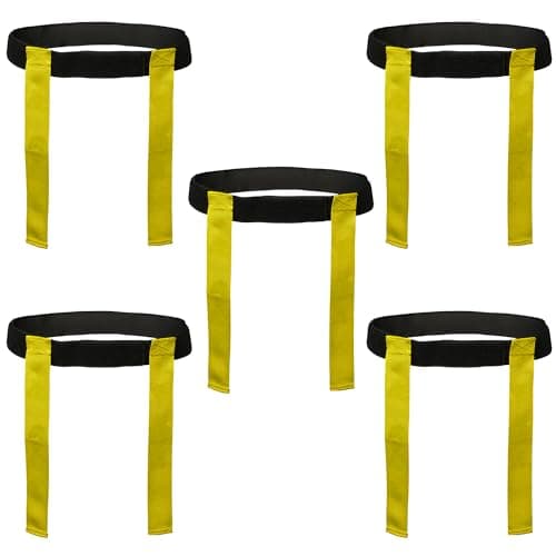 Image of Rugby Tackle Tag Belts and Flags – Set of 6 Adjustable Belts with 12 Detachable Flags – Ideal for Tag Rugby, PE, and Team Sports – Fits Kids and Adults – Durable & Bright (Yellow, Pack 5)
