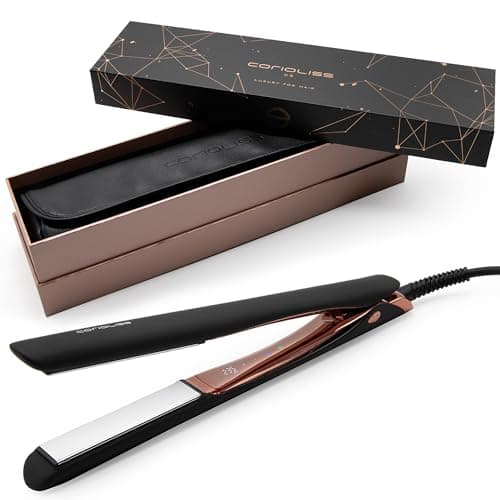 Image of Corioliss C5 Hair Straightener for Women | Professional Titanium Plates | Ionic Flat Iron | Adjustable Temperature 80°C–235°C | 30-Second Heat-Up | Travel Case | UK Plug | Black Copper