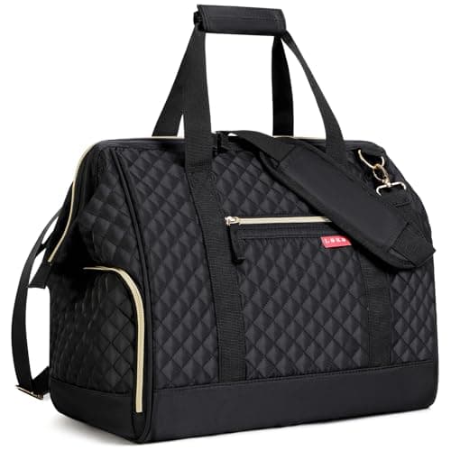 Image of Lekesky Weekend Overnight Bags for Women - 45l Top Large Opening Travel Duffles Bag, Holdall Bag for Airlines with Shoes Compartment (Black,42 * 38 * 28cm)