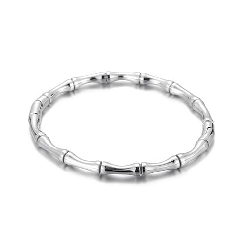 Image of BSLVWG 18K Gold Plated Love Friendship Bracelet Bangle Cuff Classic Bamboo Joint Bracelet Gifts for Mother's Day Valentine's Day Wedding Couples and Birthdays (Silver)