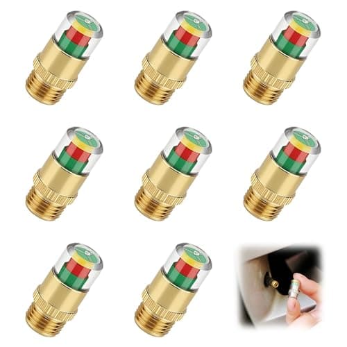 Image of 8Pcs Smart 3-Color Tyre Pressure Monitoring Valve Caps, Tyre Pressure Caps for Cars, Durable Copper Core, Enhance Tire Life(Gold)