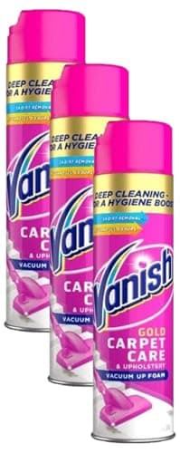 Image of Vanish Gold Oxi Action Upholstery & Carpet Cleaner, Stain Remover Foam for Large Area Cleaning 600 ml | Removes 3x More Dirt & Pet Hair vs Vacuuming Alone | Neutralises Odours | Deep Clean | Pack of 3