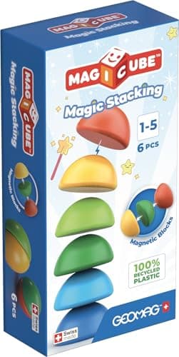 Image of Geomag Magicube Magic Stacking Blocks, 6 Pieces, Ages 1-5, 100% Recycled Plastic, Swiss Made