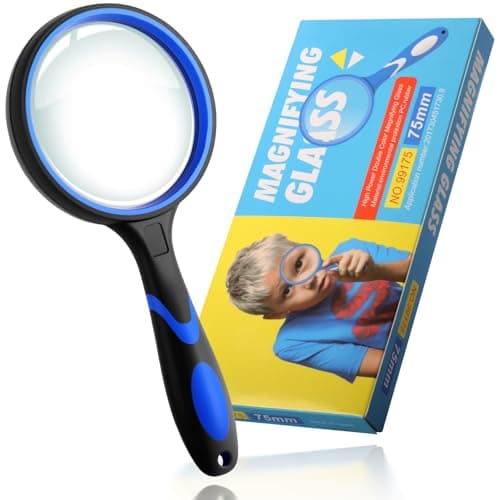 Image of Magnifying Glass, 10X Handheld Reading Magnifier, Non-Slip Soft Rubber Handheld Magnifying Glass Shatterproof Magnifying Glasses for Nature Observation Hobbies Seniors Reading