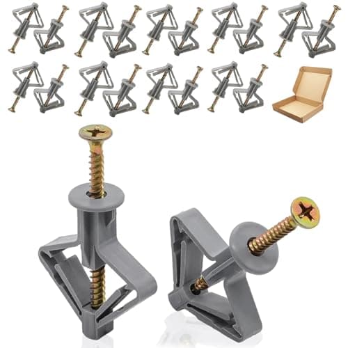 Image of Plasterboard Wall Plugs 20 Set, Hollow Anchors and Screws Kit, Heavy Duty Plasterboard Fixings Set, Anti-Rotational Expansion Tube Assortment, for TV Wall Brackets, Cavity Wall