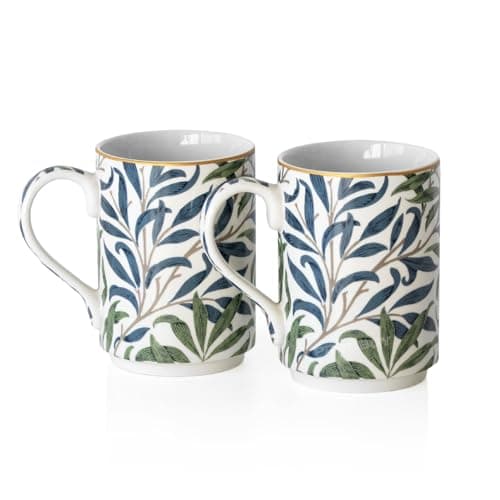 Image of Prodbuy Set of 2 Dark Blue & White Floral Coffee Mugs 310ml William Morris, PB901332