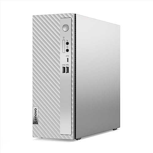 Image of Lenovo IdeaCentre 3 Desktop PC with wired Keyboard and Mouse (Intel Core i3-12100, 8GB RAM, 512GB SSD, Windows 11 Home) - Cloud Grey