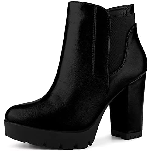 Image of Perphy Women's Platform Chunky High Heels Chelsea Boots Black 5.5 UK/Label Size 7.5 US