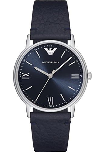 Image of Emporio Armani Watch for Men, Three Hand Movement, 41 mm Silver Stainless Steel Case with a Leather Strap, AR11012