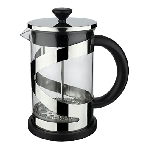 Image of Café Olé Classico Chrome Cafetière, 800ml / 3 Mugs / 6 Espresso Cups, French Press Coffee Maker, Stainless Steel Mesh Filter, Glass Body, Chrome Finish