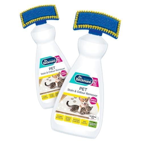 Image of Dr. Beckmann Pet Stain and Odour Remover, Eliminates stains and odours caused by pets, including applicator brush, Pack of 2 x 650 ml