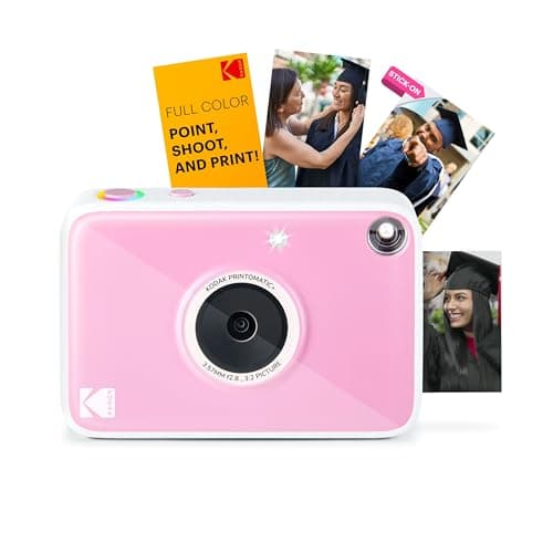 Image of KODAK Printomatic+ Instant Print Digital Camera (Pink) 10MP Portable Camera with Interactive RGB LED Status Indicator, Prints Full-Color Photos on Zink 2x3” Sticky-Backed Photo Paper - Easy & Fun