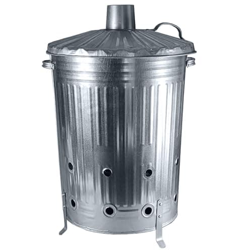 Image of KetoPlastics 90 Litre 90L Extra Large Galvanised Metal Incinerator Recycle Garden Rubbish Fire Burning Bin Leaves Wood Burner