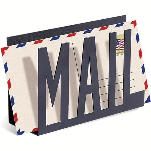 Image of IFUDE Mail Holder Countertop Envelope Organizer Mail Holder Cutout Mini Letter Rack Envelope Metal Sorter for Desktop Home Entryway Living Room Decorative shelf