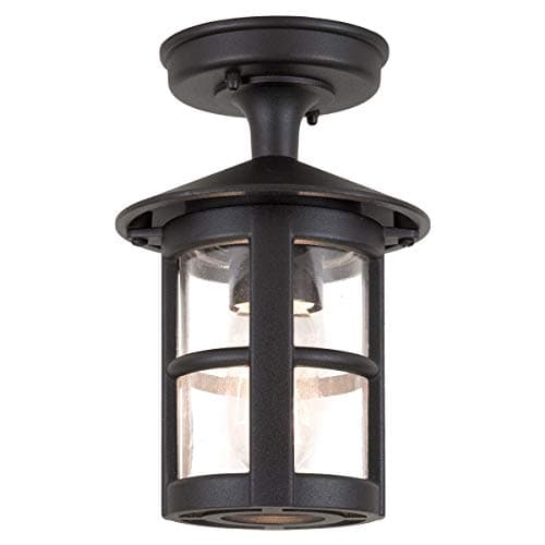 Image of Loops Outdoor IP43-1 Bulb Semi - Flush Light - Black - LED E27 100W Bulb - Outside - External - Exterior