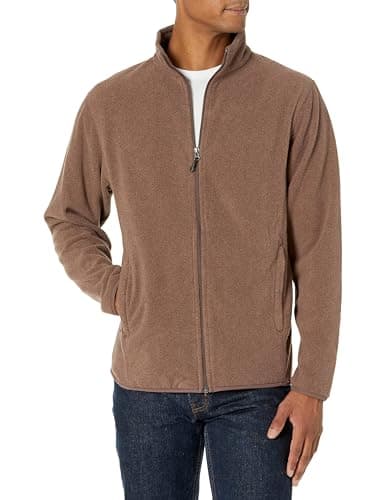 Image of Amazon Essentials Men's Full-Zip Fleece Jacket (Available in Big & Tall), Brown Heather, L