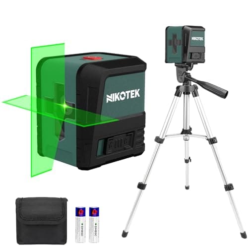 Image of Laser Level with Tripod, Nikotek Green Laser Level Self Leveling Cross Line, Horizontal and Vertical Line Laser Level IP54 Waterproof and Dustproof Battery Carrying Bag Included
