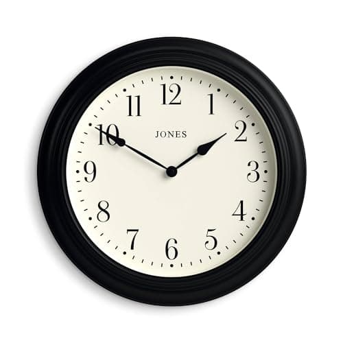 Image of Jones Clocks® Supper Club wall clock | Large classic round clock | 40cm | Black | Easy to read numbers | Traditional design ideal for kitchen or living room