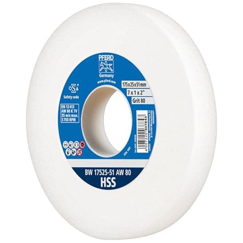 Image of PFERD 39009701 Sanding Disc 175 x 25 x 51 mm High-Speed Steel Grain Size 80 White Corundum – Sanding Disc for Processing High-Alloy Steels with Integrated Reducing Sleeve (32 mm)