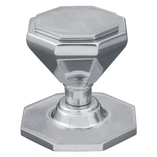 Image of KOOPLES HARDWARE Tamas Centre Door Knob – Solid Brass Fixed Door Pull for Front Doors – Traditional Round Centre Knob (Polished Chrome, 79x66mm)