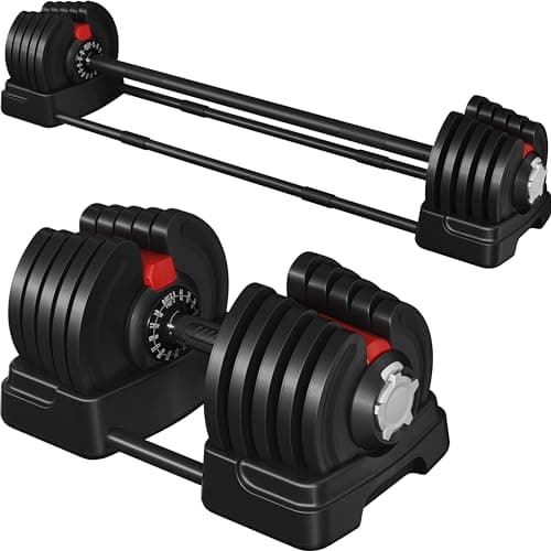 Image of Yaheetech Adjustable Dumbbell Set - 2 in 1 Dumbbell Weights, 40KG, Free Weights for Men/Women, Home Gym Strength Training Equipment