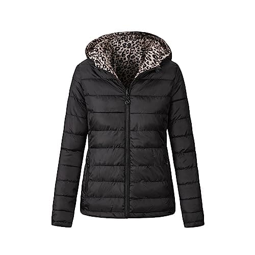 Image of Storm Island® Ladies Jackets Women Reversible Winter Down jacket Lightweight Packable Jackets for Women Zipper Hooded Jacket with Pockets Women Windproof Waterproof Jacket Coat Ladies UK Size S-XL