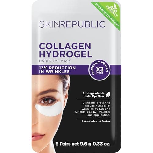 Image of Skin Republic Collagen Eye Patches for Younger Looking Eyes | Helps with Fine Lines and Wrinkles | Reduces Dark Circles & Undereye Bags | Made in Korea (Pack of 3)