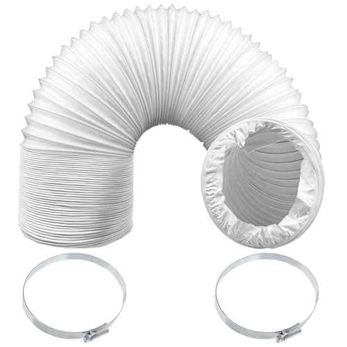 Image of SPARES2GO Air Conditioning Duct Hose PVC Flexible AC Vent Pipe Universal (6" x 3 Metres, White) + Steel Screw Pipe Clips x 2
