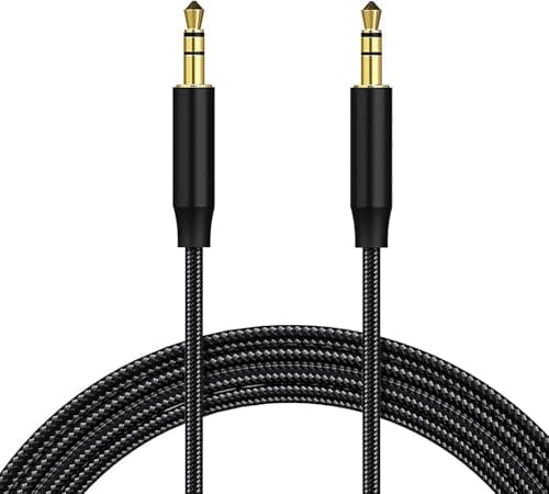 Image of 3.5mm to 3.5mm Aux Audio Cable,1M Jack to Jack Aux Stereo Cable, Nylon Braided Male to Male Gold Plated Plug Cable Compatible with all Smrtphons Car Speakers Laptop Headphone & more (Black)
