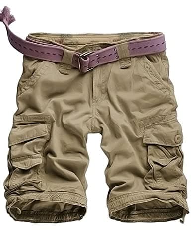 Image of WowFab Mens New Military Multi Pockets Army Cargo Combat Twill Cotton Casual Summer and Indoor Winter Short (34N-Khaki)