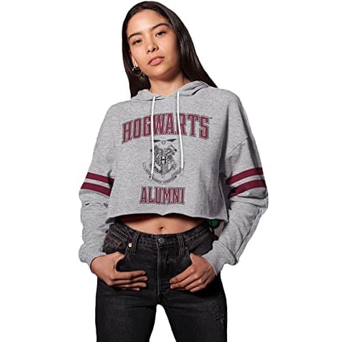 Image of Harry Potter Hogwarts Alumni Women's Cropped Hoodie (XL) Heather Grey