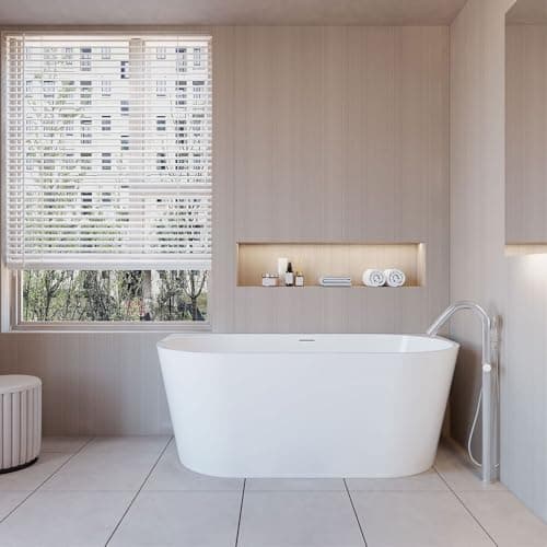 Image of Acezanble Modern Designer Back to Wall 1500x750mm Double Ended Bath Acrylic Bathtub