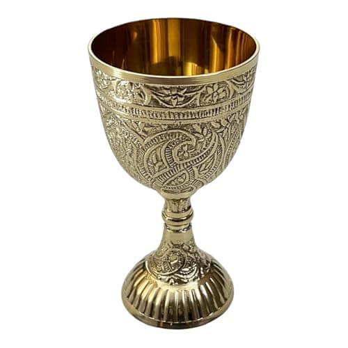 Image of Morcomart Wine Chalice Goblet - 1x Gifts For Communion Cup Inspired Games Of Thrones Brass Chalice | King Arthur Goblet 240ml