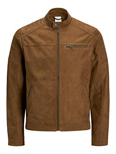 Image of JACK & JONES Men's Faux Leather Jacket - Black - M