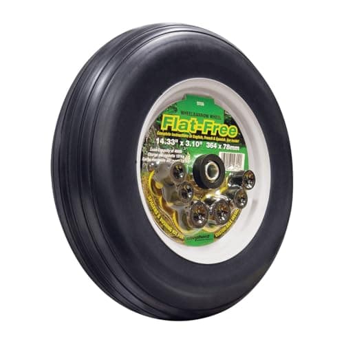 Image of Select Hardware 36cm (14-inch) Flat-Free Puncture-Proof Wheelbarrow Wheel - 16mm Ball Bearing Bore, Optional 21mm Bushes, Spacers Kit Included, 181kg Load Capacity