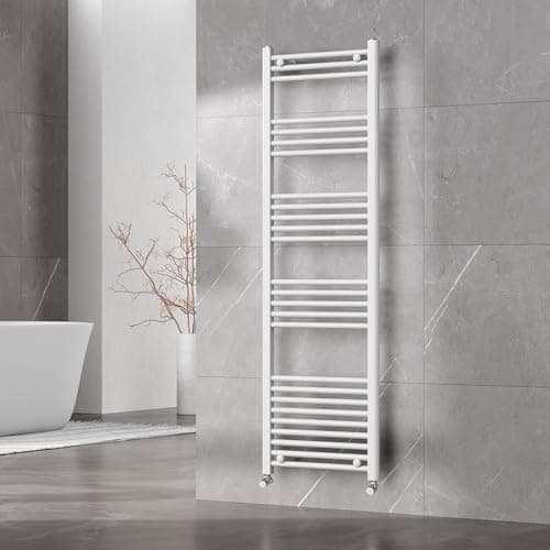 Image of Go Bathrooms Nola Bathroom Towel Rail Heated Bathroom Radiator Wall Mounted Ladder Rail White - 1600mm x 500mm