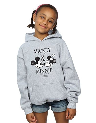 Image of Disney Girls Mickey And Minnie Mouse Mousecrush Mondays Hoodie Sport Grey 9-11 Years