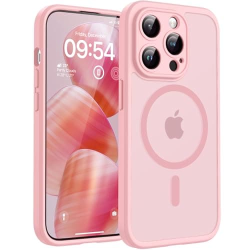Image of TOCOL Magnetic for iPhone 13 Pro Case 6.1-Inch, Fit for MagSafe, Upgraded [Full Camera Protection], [14FT Military Grade Drop Tested] Shockproof Slim Translucent Matte Back Phone Cover (Light Pink)
