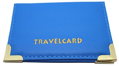 Image of BUS PASS / LEATHER TRAVEL CARD HOLDER-BLUE COLOUR - by MV Shop Ltd.