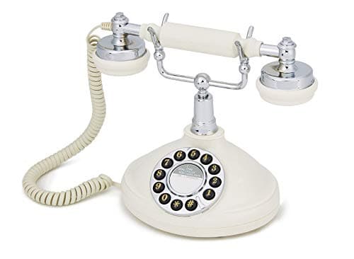 Image of GPO Opal Retro Phone - Nostalgic Vintage Push-Button Analogue Landline Telephone with Curly Cord - Cream & Chrome